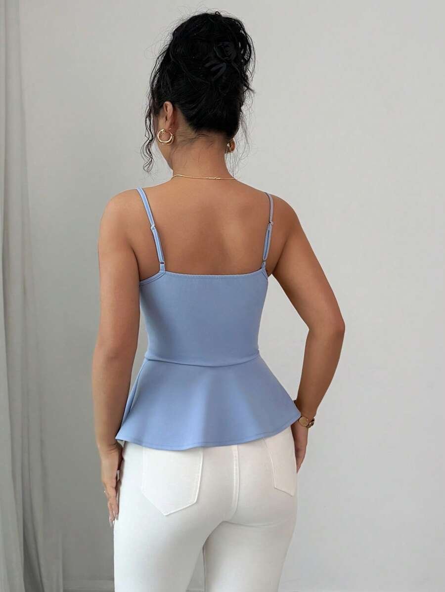 Top sin mangas de mujer elegante y romántico con cuello drapeado - Imagen 3