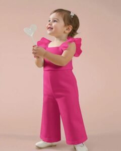 Pelele de una pieza de bebé niña con volantes de organza en contraste