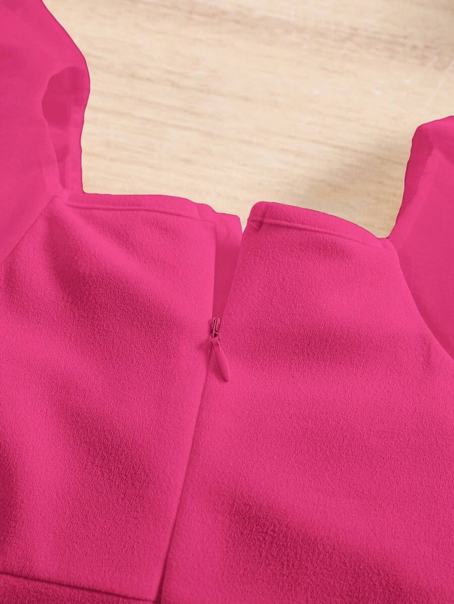 Pelele de una pieza de bebé niña con volantes de organza en contraste - Imagen 2