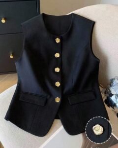 Blusa de tirantes de moda con decoración de flor de metal