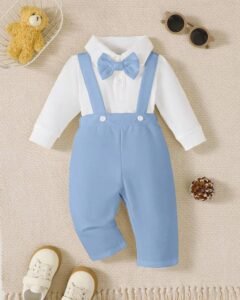 Camiseta de manga larga con cuello polo y pantalones tipo peto