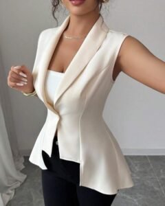 Chaqueta regular sin mangas de mujer con cuello en V