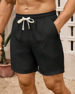 Pantalones cortos deportivos con bolsillos y cintura con cordón