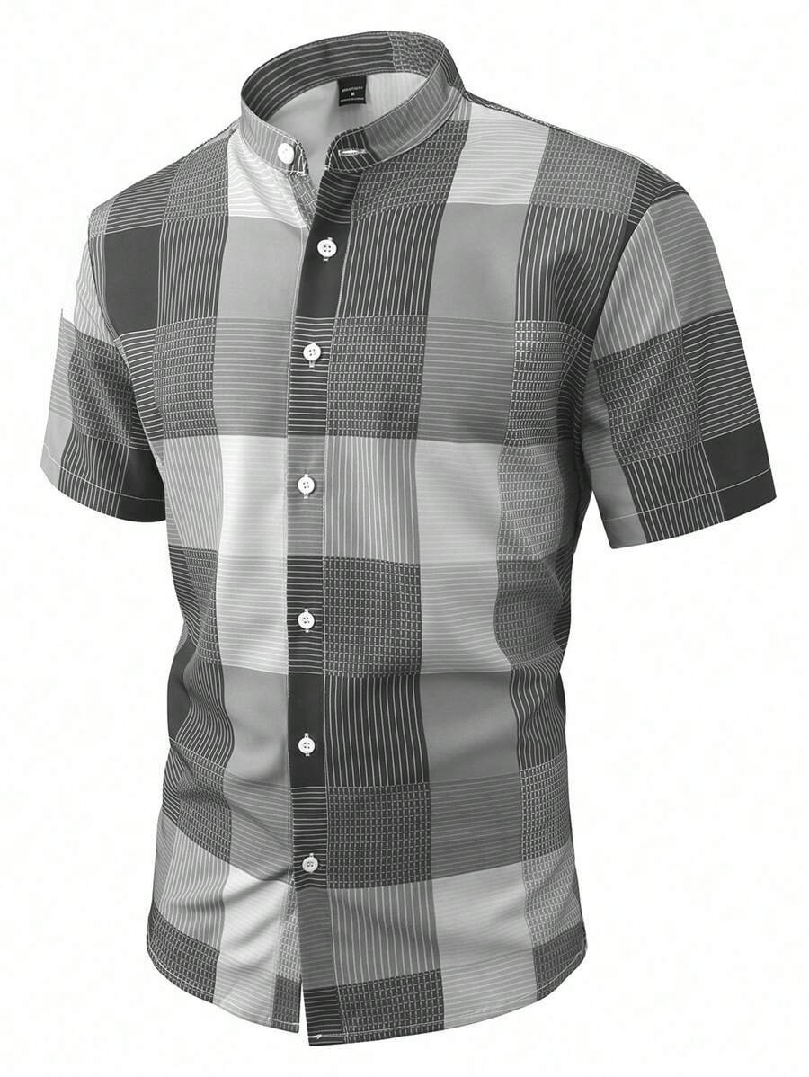 Camisa de manga corta casual de verano a cuadros