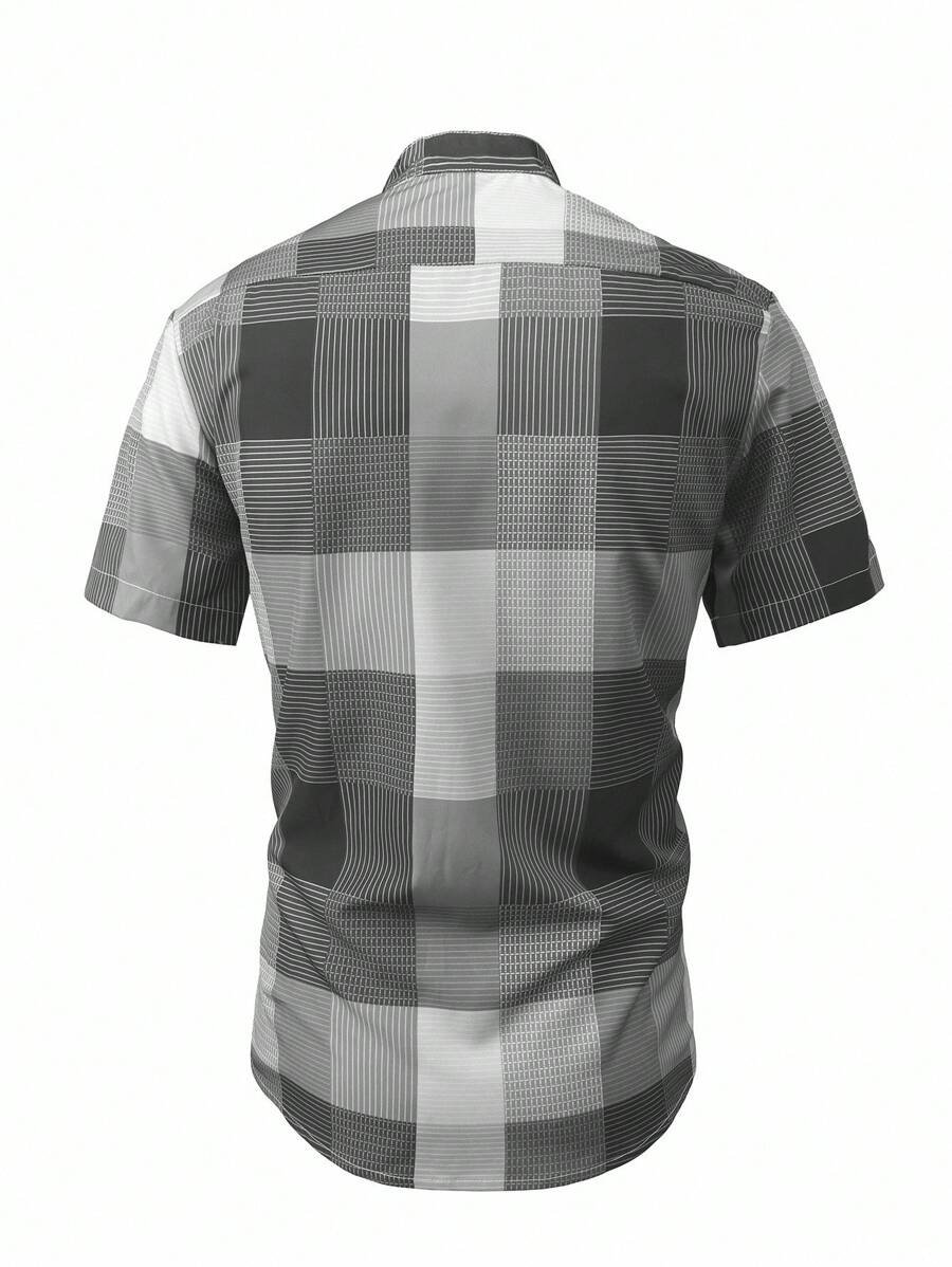 Camisa de manga corta casual de verano a cuadros - Imagen 3