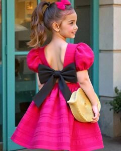 Vestido casual de verano para niñas de unicolor