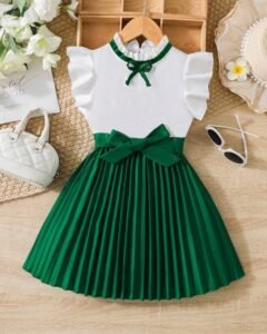 Vestido Con Cinturón Y Manga Acampanada Con Detalle De Volantes