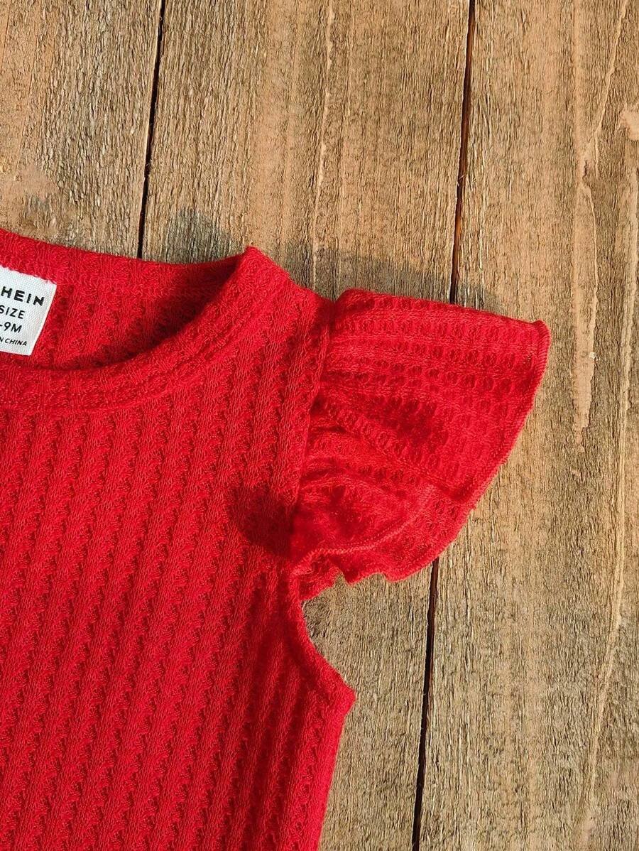 Conjunto de blusa cuello redondo con pantalones de mezclilla - Imagen 2