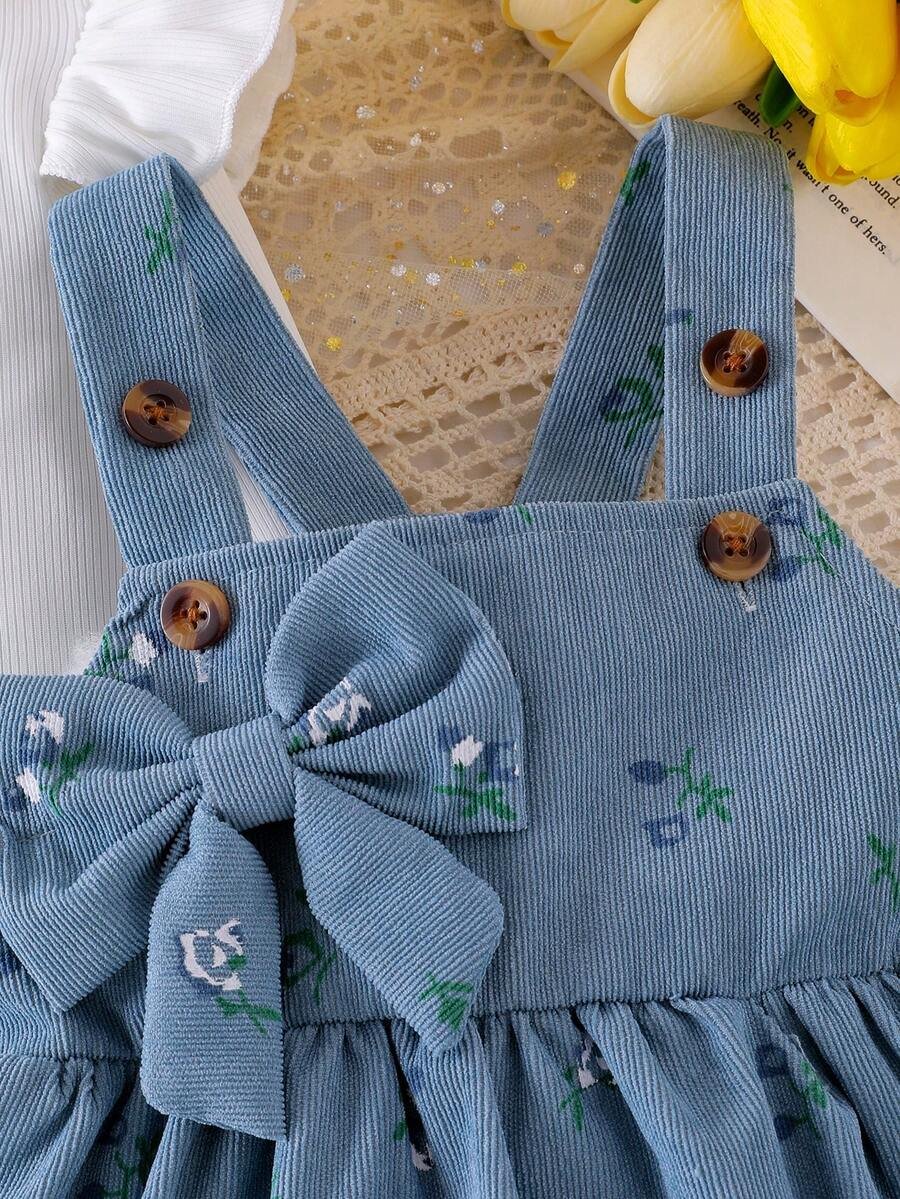 Camiseta de manga larga y vestido sin mangas con estampado floral - Imagen 2