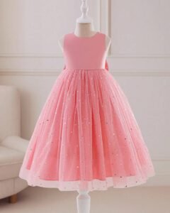 Vestido sin mangas de satén para niñas jóvenes con lazo en la espalda,