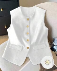 Blusa de tirantes de unicolor con botones delanteros