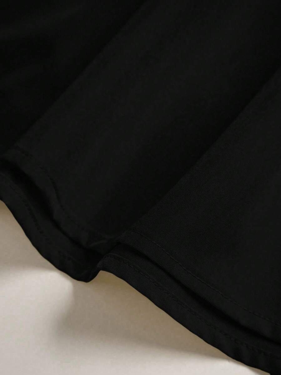 Falda negra plisada de línea A casual y versátil - Imagen 3