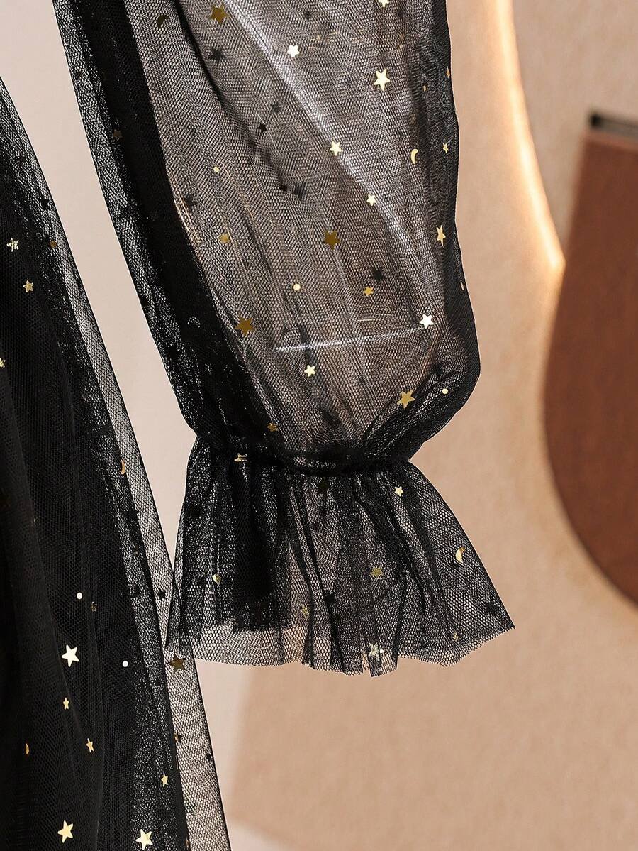 Vestido de manga larga con decoración de estrellas y lunas doradas - Imagen 2