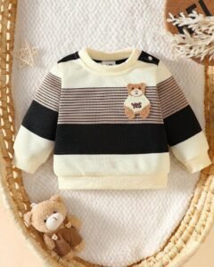 Camiseta casual a rayas de color contrastante para bebé recién nacido