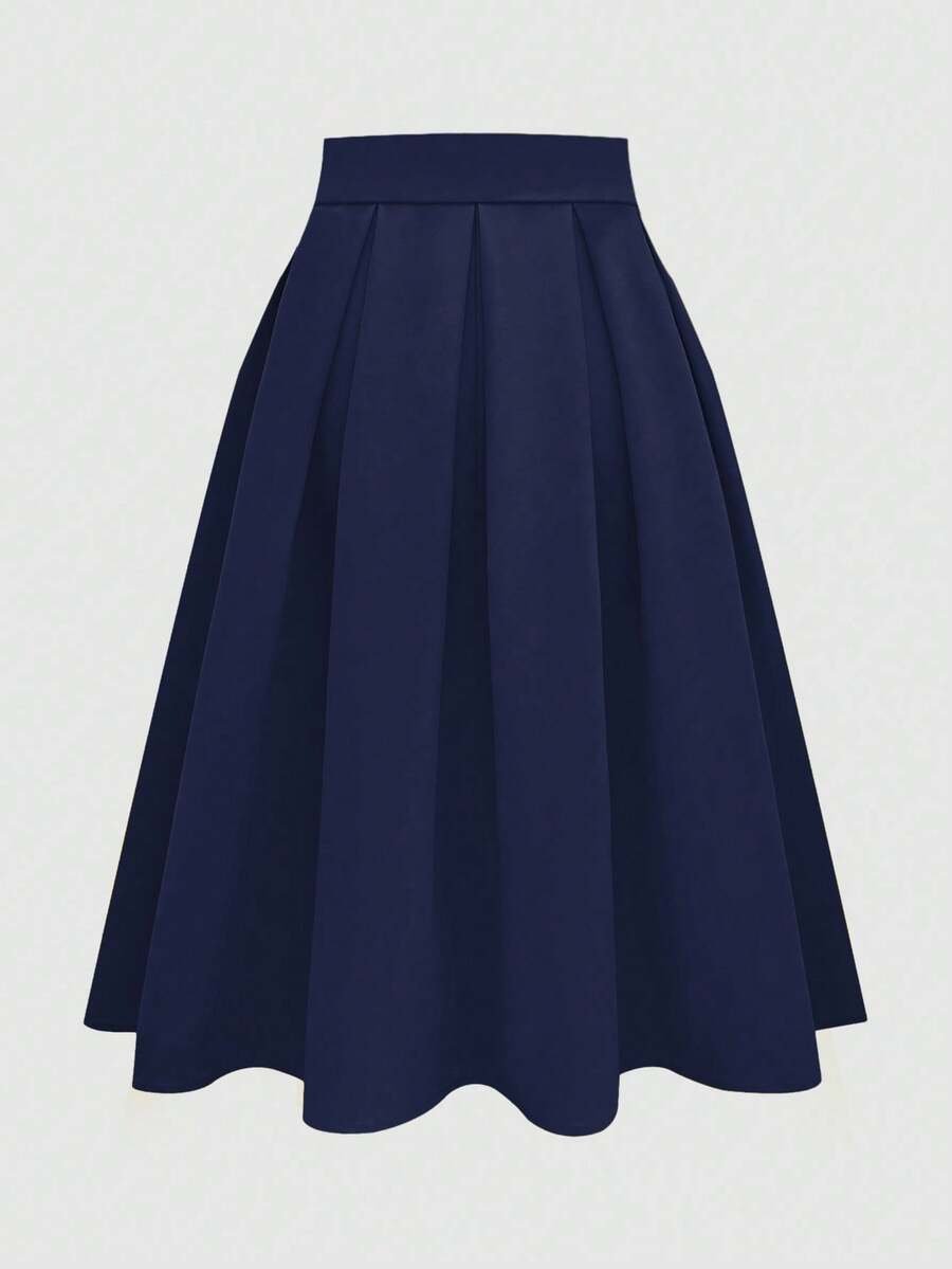 Falda plisada de línea A casual y versátil - Imagen 3