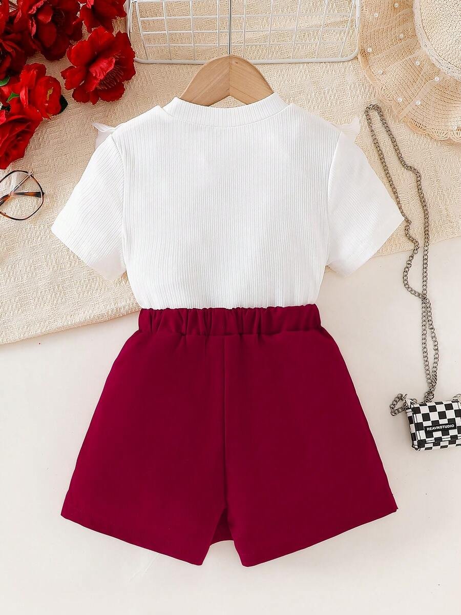 Conjunto de top de punto con volantes y falda corta con abertura - Imagen 3