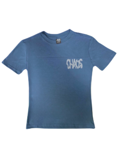 Playera azul marina niño con estampado frontal y trasero