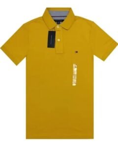 Playera tipo polo unicolor amarilla