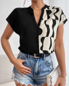 Blusas para el trabajo de verano con impresión gráfica