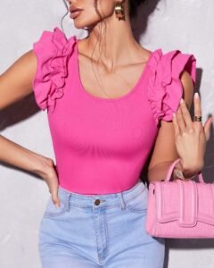 Blusa unicolor ribete con fruncido