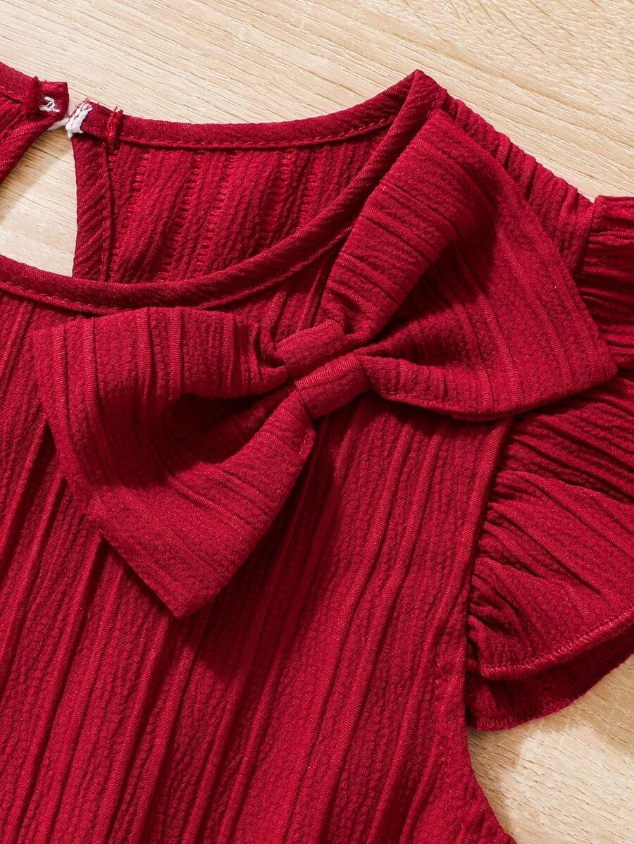 Vestido con lazo delantero ribete con fruncido - Imagen 3