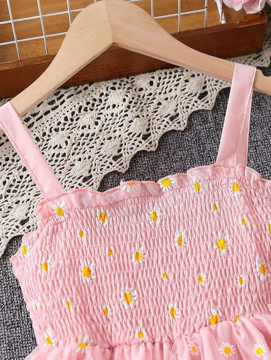 Vestido De Tirantes Con Diseño De Margaritas Y Adornado Con Volantes - Imagen 2