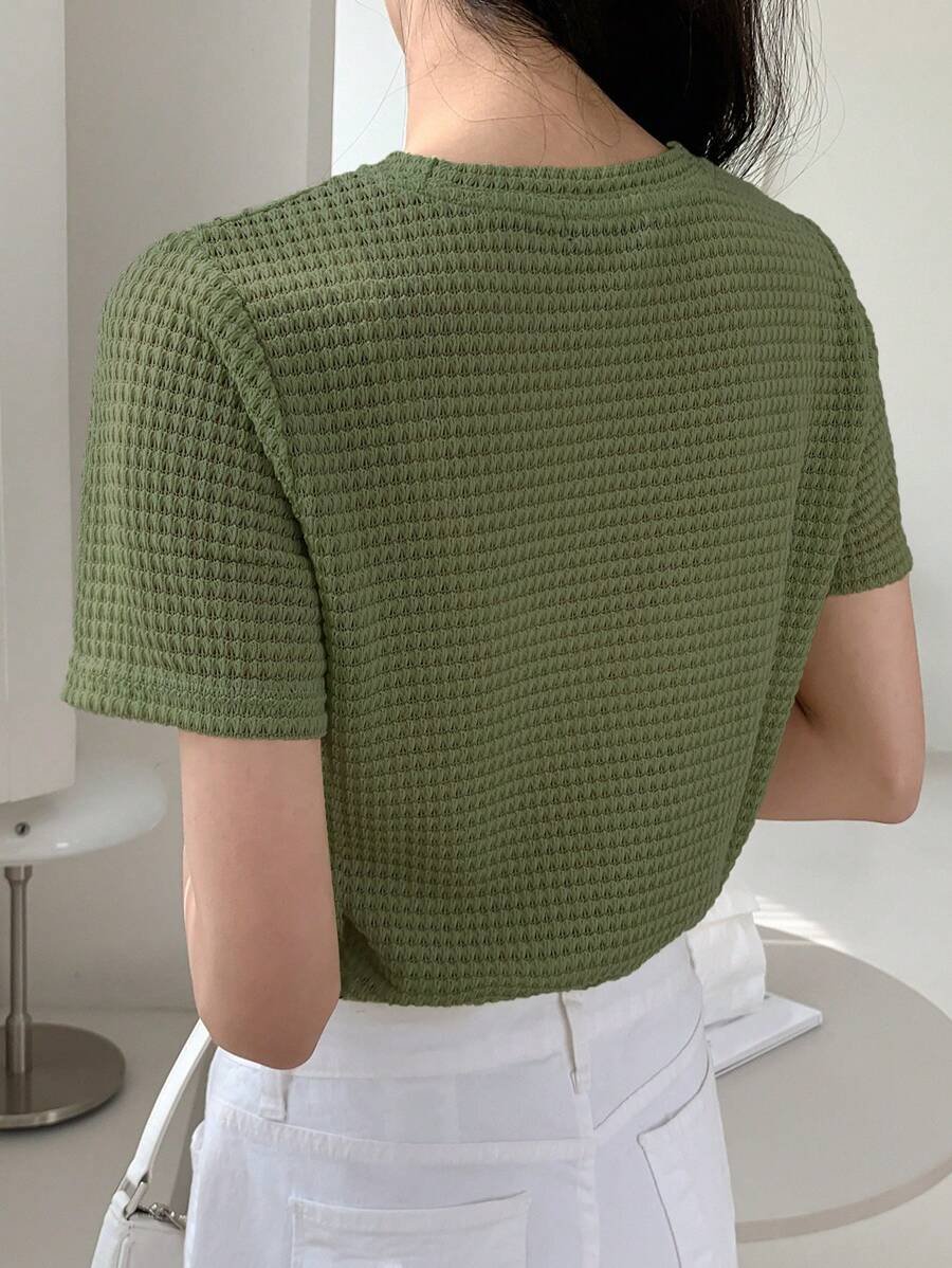 Camiseta De Manga Corta De Color Sólido - Imagen 2