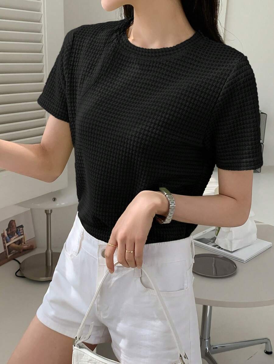 Camiseta De Manga Corta De Color Sólido - Imagen 3