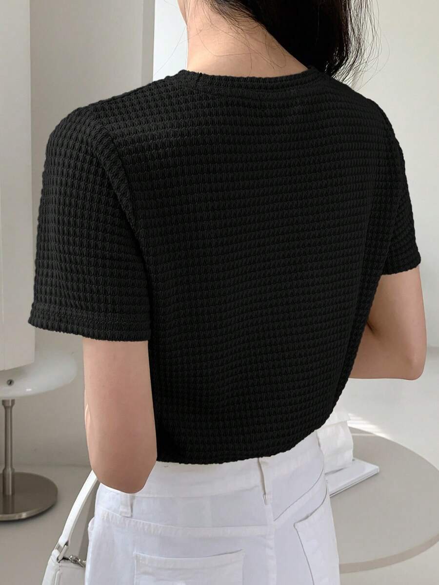 Camiseta De Manga Corta De Color Sólido - Imagen 2