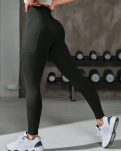 Leggings con bolsillo para teléfono y cintura ancha para mujer