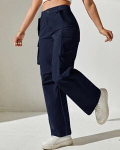 Pantalones cargo con bolsillo con solapa sólido