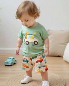 Camiseta de manga corta y pantalones cortos con estampado de animales