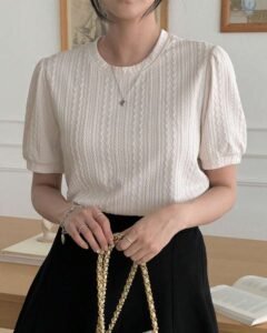 Camiseta de cuello redondo, elegante, versátil y holgada