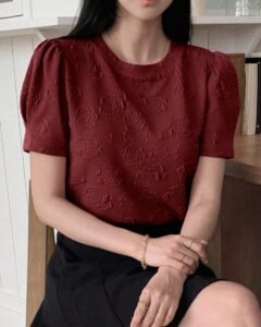 Camiseta de manga corta y cuello redondo, dulce y casual