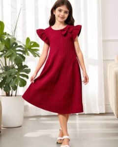 Vestido con lazo delantero ribete con fruncido