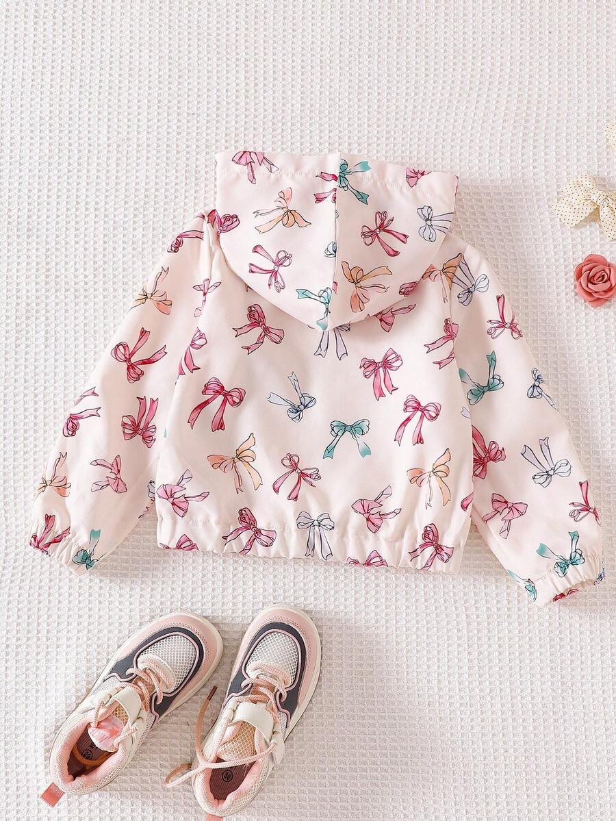 Chaqueta ligera con capucha, cremallera y estampado de lazos coloridos - Imagen 3