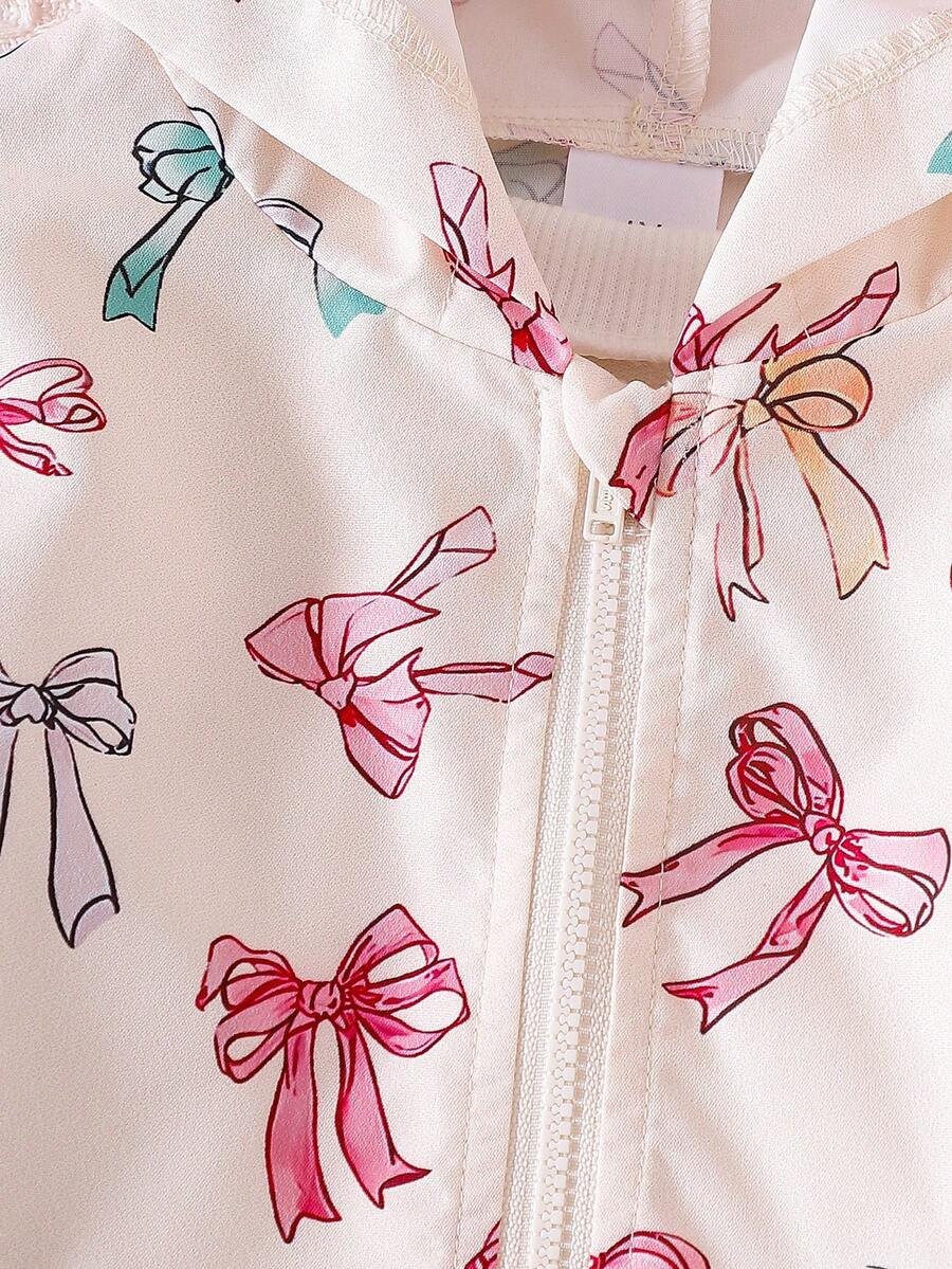 Chaqueta ligera con capucha, cremallera y estampado de lazos coloridos - Imagen 2