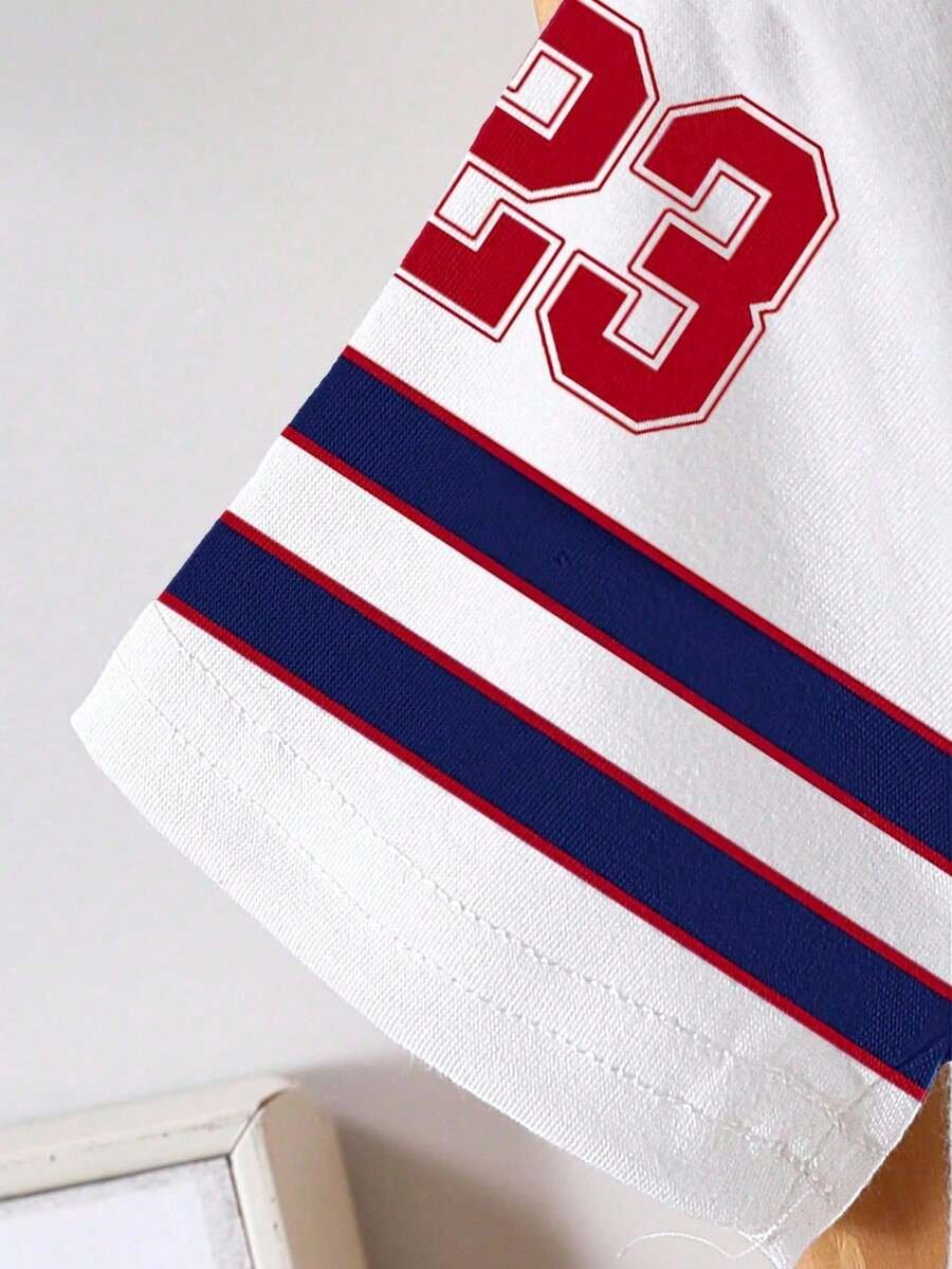 Camiseta manga corta con cuello en V a juego con pantalones cortos - Imagen 2