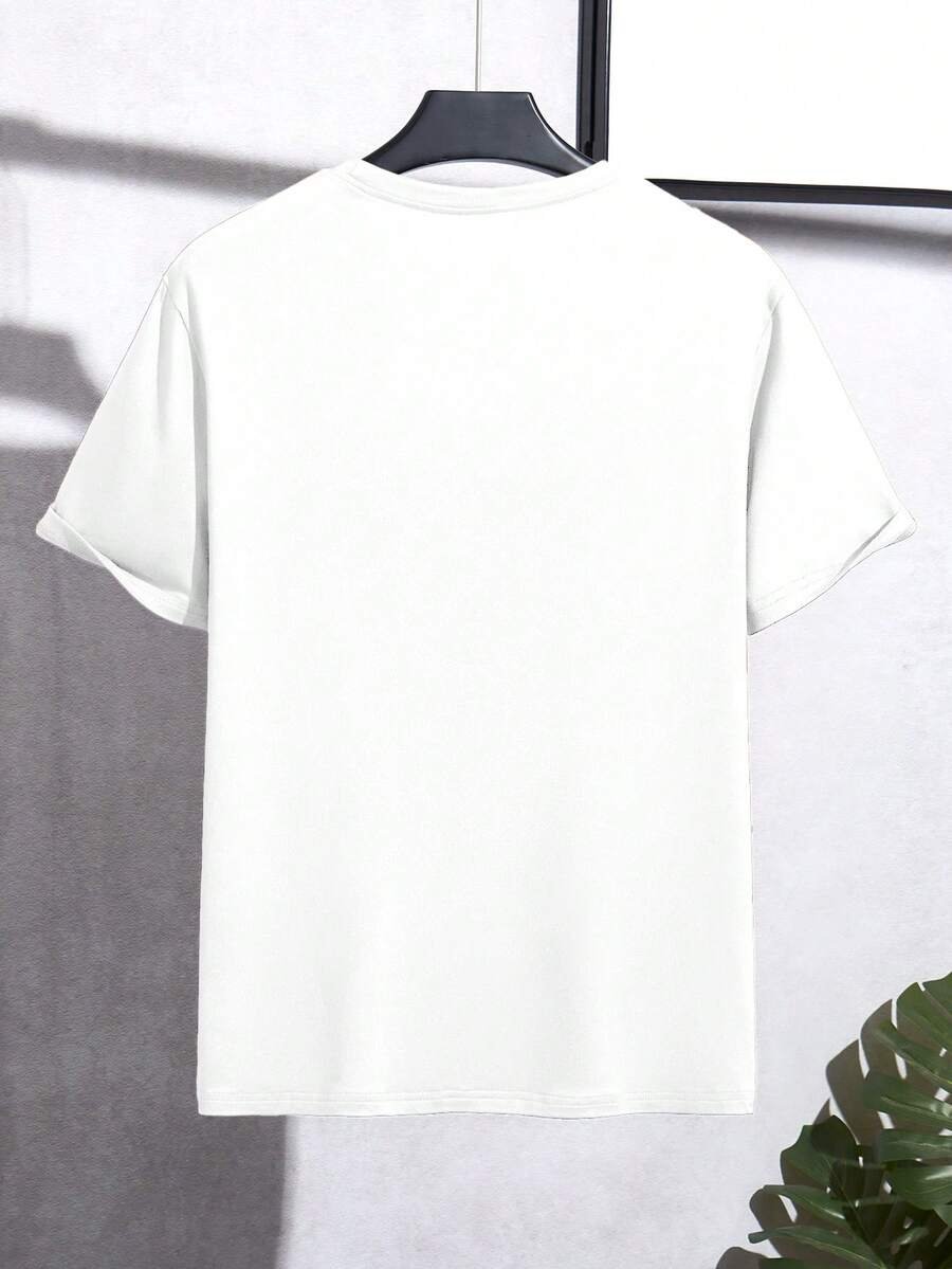 Camiseta de manga corta de cuello redondo de unicolor clásica - Imagen 3