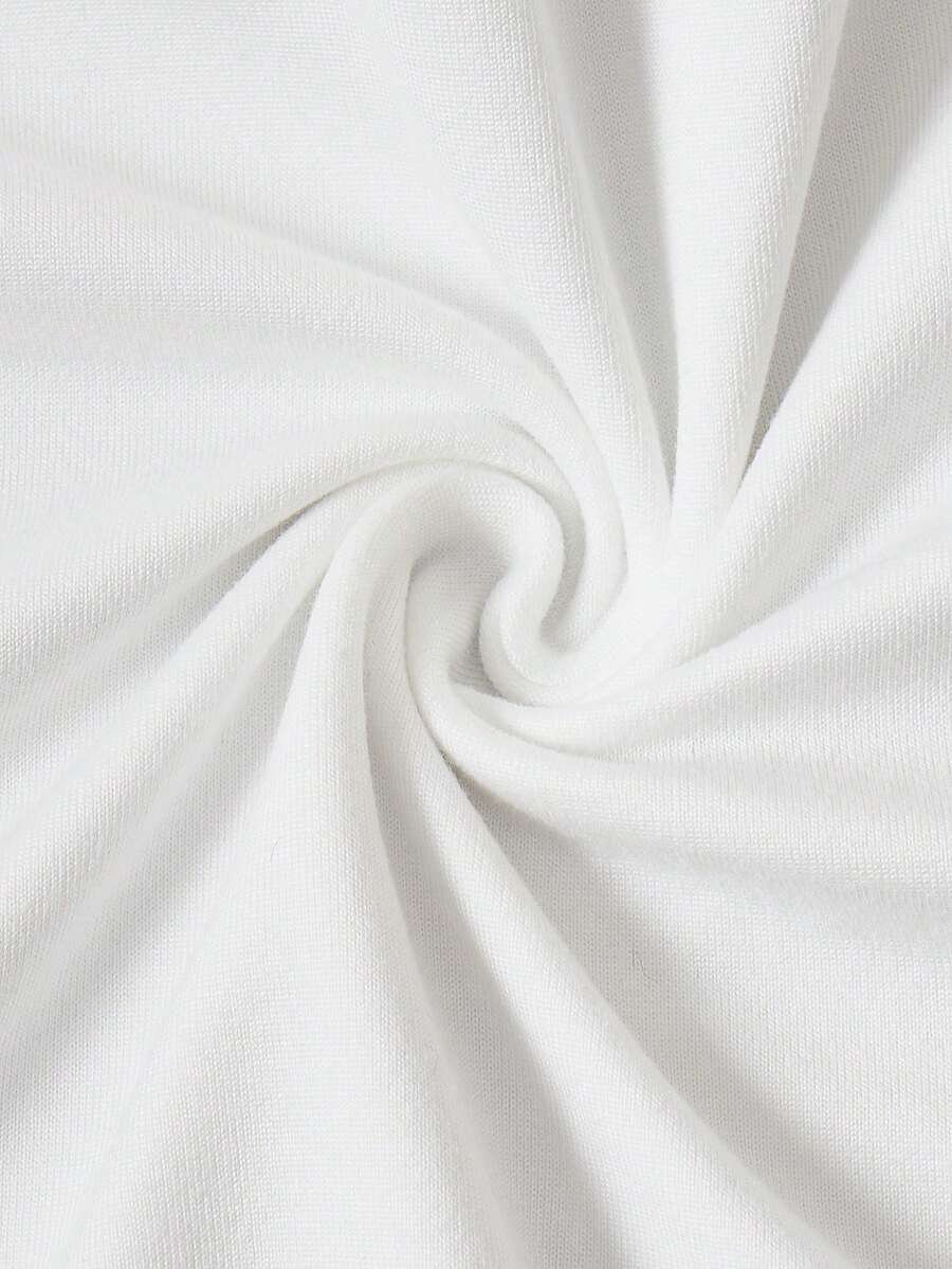 Camiseta de manga corta de cuello redondo de unicolor clásica - Imagen 2