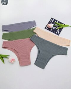 Set de 5 bragas unicolor con cintura media y transpirables