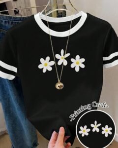 Camiseta gráfica con estampado de flores para mujer