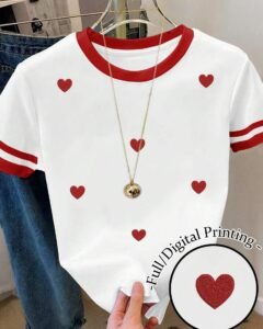 Camiseta holgada de mujer con estampado gráfico de corazón