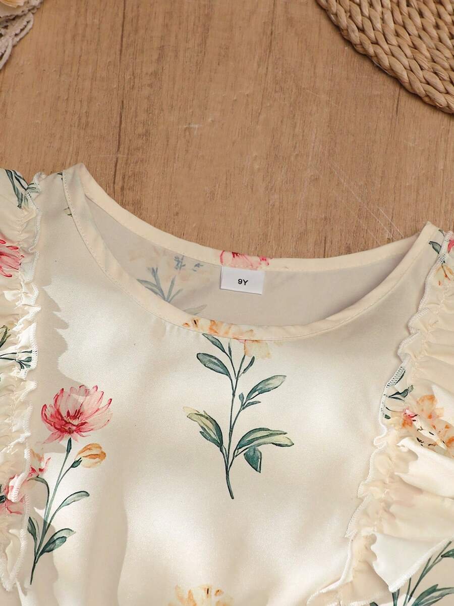 Vestido de línea A con volantes en la cintura y estampado floral - Imagen 2