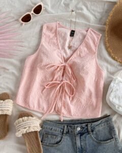 Camiseta de tirantes con textura informal para mujer