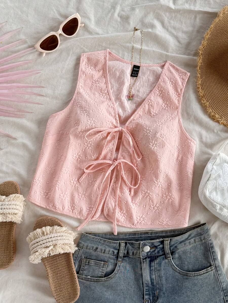 Camiseta de tirantes con textura informal para mujer