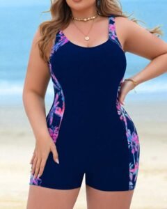 Traje de baño de una pieza con estampado de árbol de coco