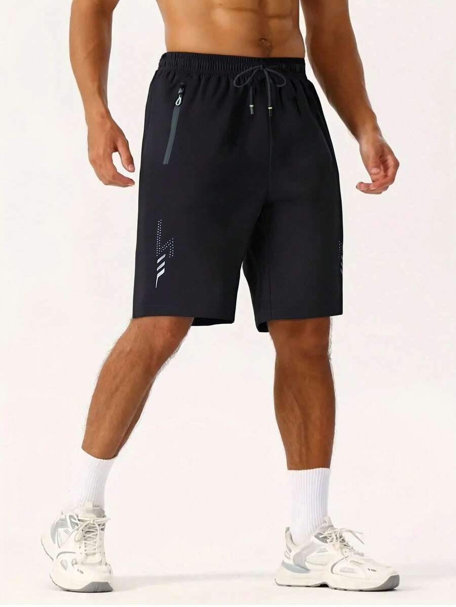 Shorts casuales para correr con bolsillos y cremallera - Imagen 3