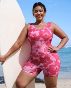 Traje de baño casual con estampado floral, sin mangas y espalda descubierta