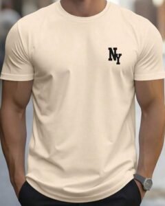 Camiseta de manga corta informal con impresión de letras